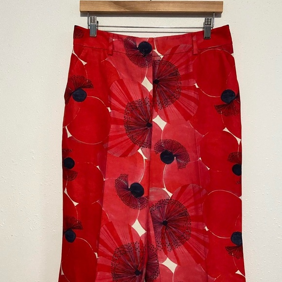 Akris Florine Cotton Silk Poppies Print Pants - Picture 7 of 8